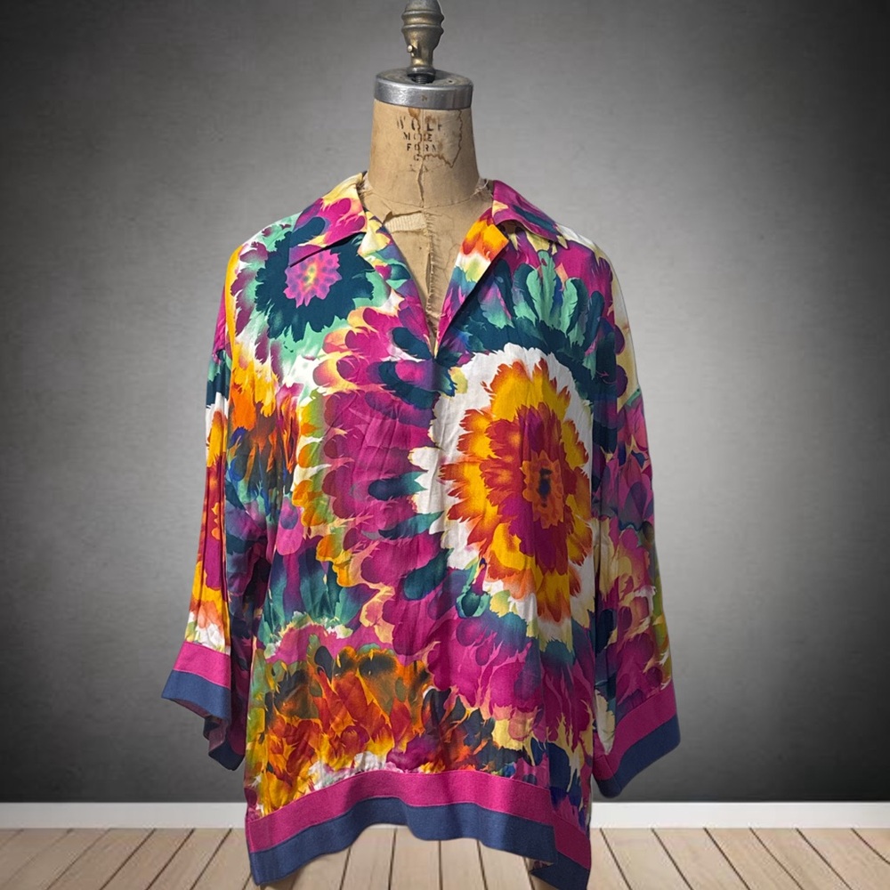 Tru Luxe Jeans Floral Multicolor Women's Top